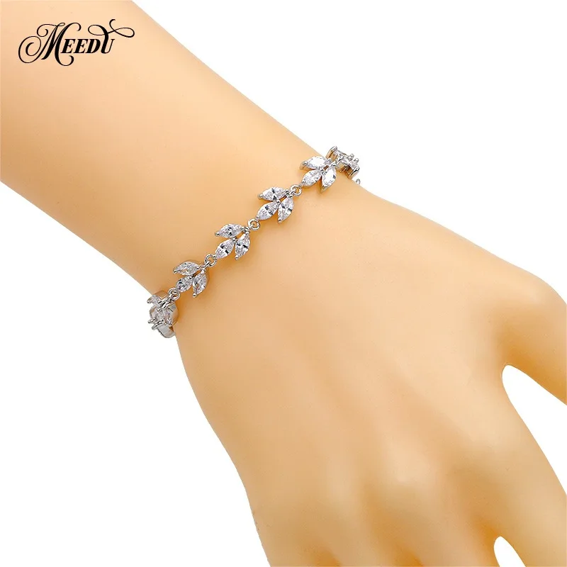 

LB1365 High Quality True Platinum white Gold color Electroplated Leaf Tennis TENNIS BRACELET Zircon Bracelet