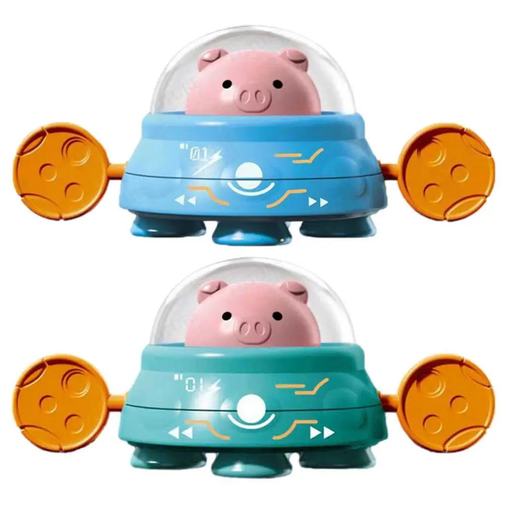 

Toddler Bath Toys Safety Material Summer Playing Water Cute Pigs Riding Flying Saucers Shape Bathroom Toy For Baby