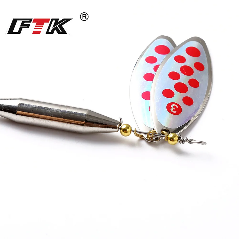 FTK Metal Spinner Spoon Fishing Lure Double Sequins 23g/10.5cm Long Cast Baits With Treble Hook Pike Tackle | Спорт и развлечения