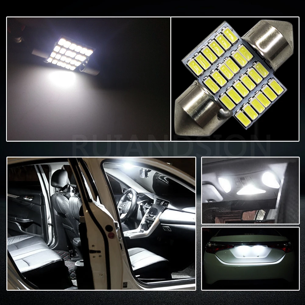 2 шт 1 44 Вт 28 мм 31 36 3014 24SMD 6000K C5W C10W гирлянда светодиодный Внутренний Карта купольная