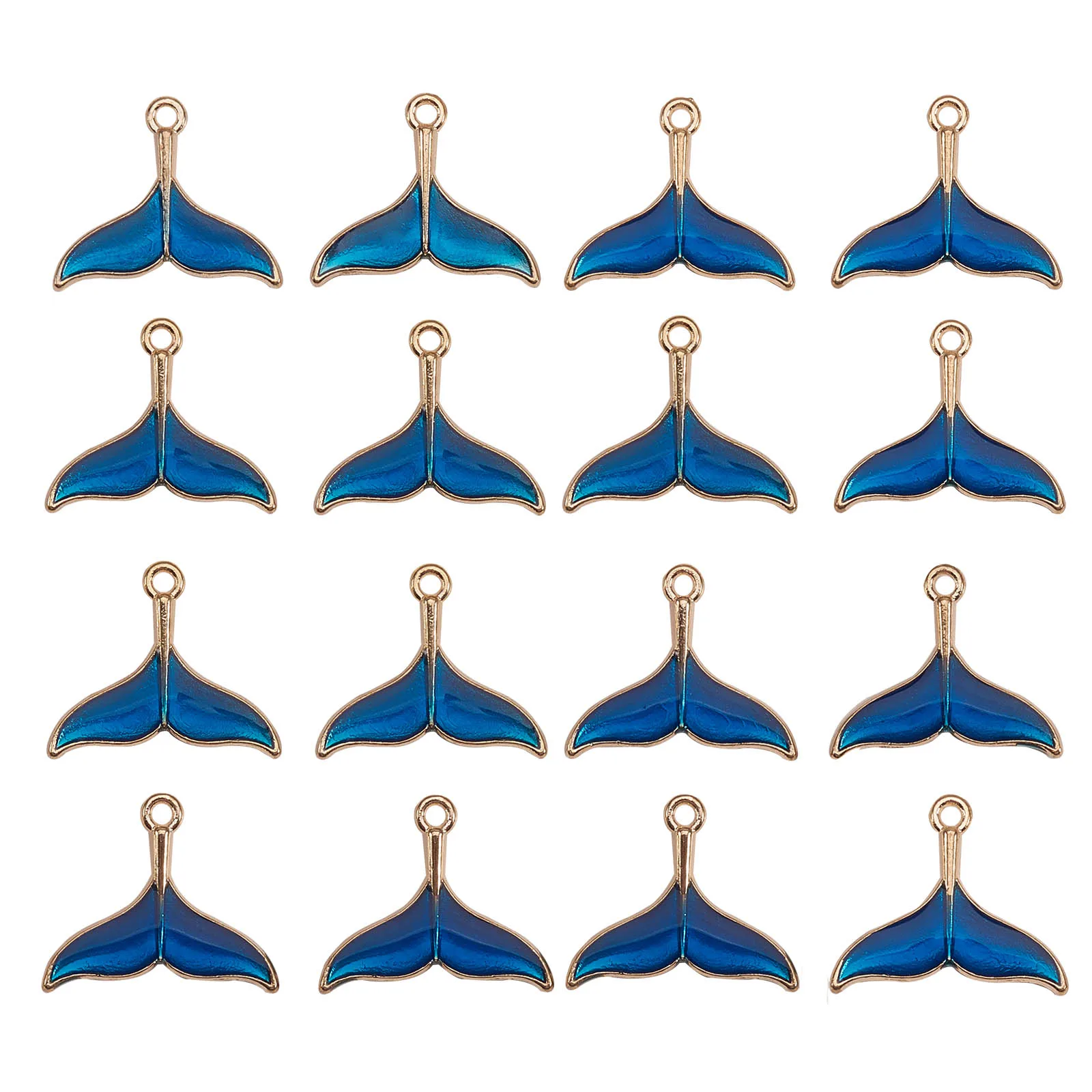 40Pcs Blue Whale Tail Shape Alloy Enamel Pendants Charms for DIY Jewelry Making Handmade Earrings Necklace Accessories