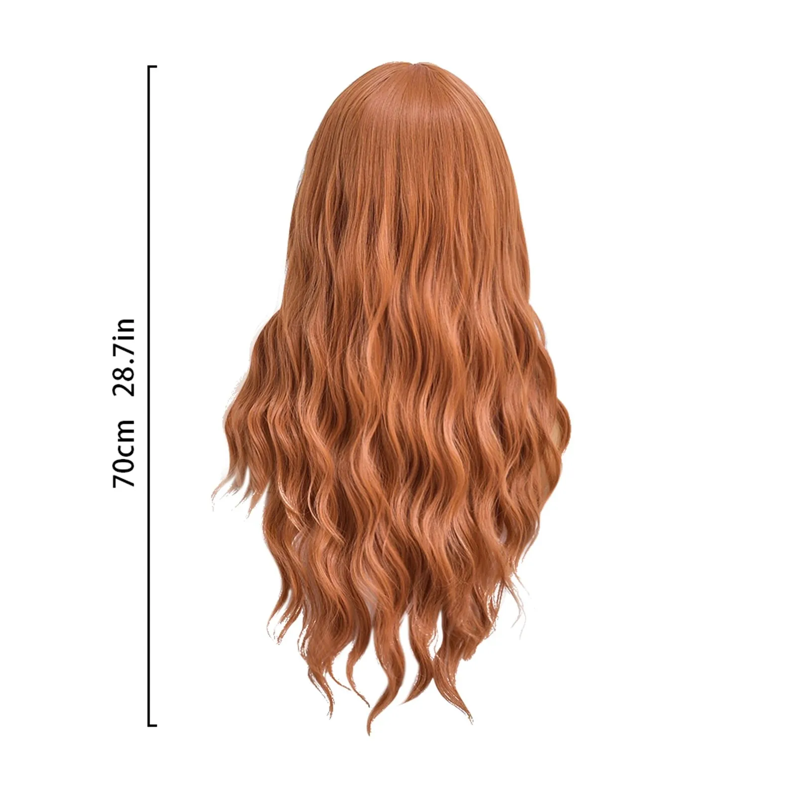 

Newest Human Wigs Hair 70cm Orange Brown Cosplay Synthetic Women Long Curly Wavy Wigs Sexy Cozy Headcover Breathable Adjustable