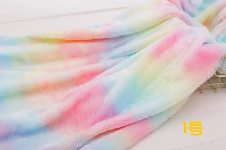 Имитация кроличьего меха плюшевая ткань Красочная радуга PV бархатная мягкая