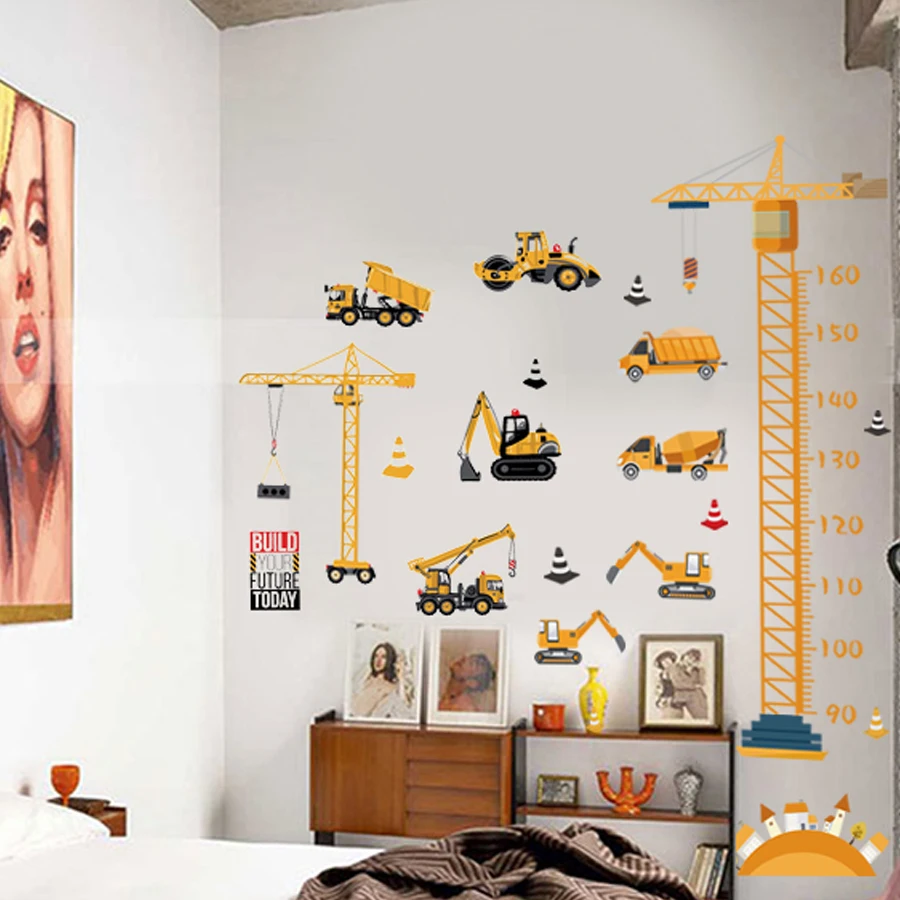 

Boys Transportation Toys DIY Wall Sticker Tractors Trucks Car Cartoon Removable Wall Decals For Nursery Kids Room Decoration