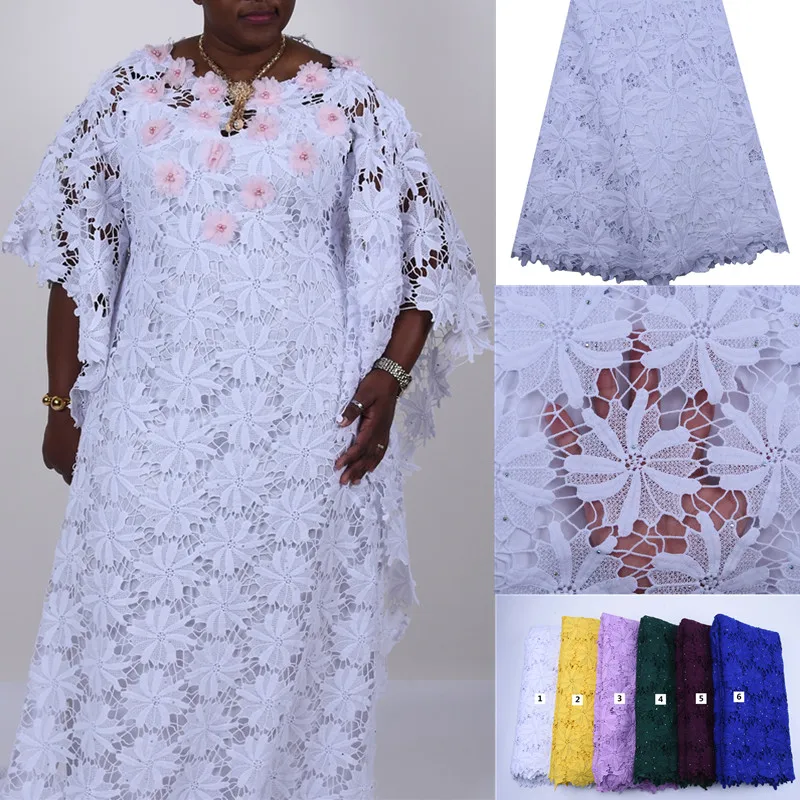 Новейшая африканская кружевная ткань Kalume Водорастворимая желтая шнуровка