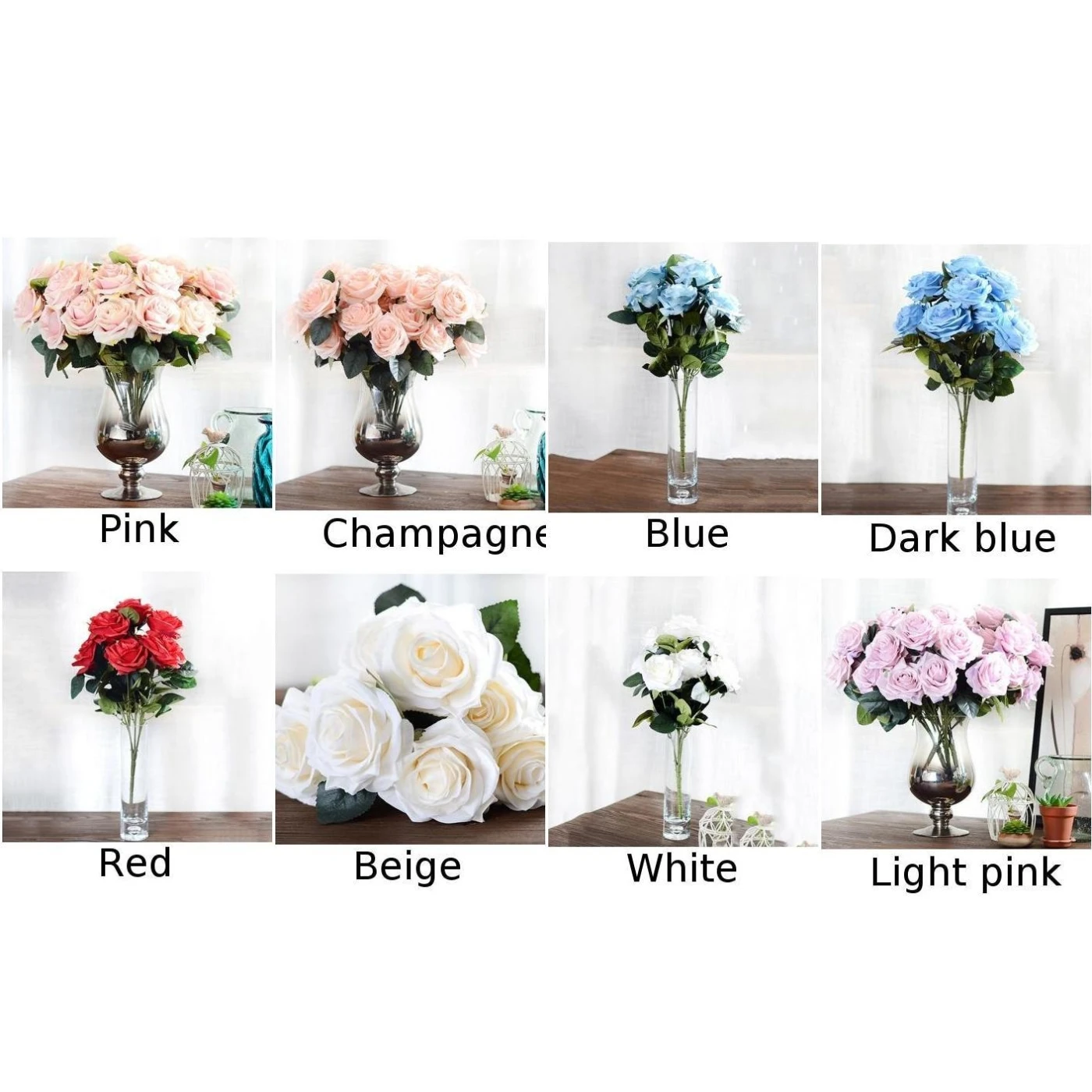 10 Heads Rose High Simulation Silk Flowers Wedding Home Supplies Decoration | Дом и сад