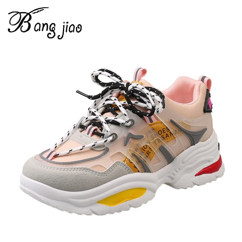 Женские кроссовки на толстой платформе 5 см женская повседневная обувь из