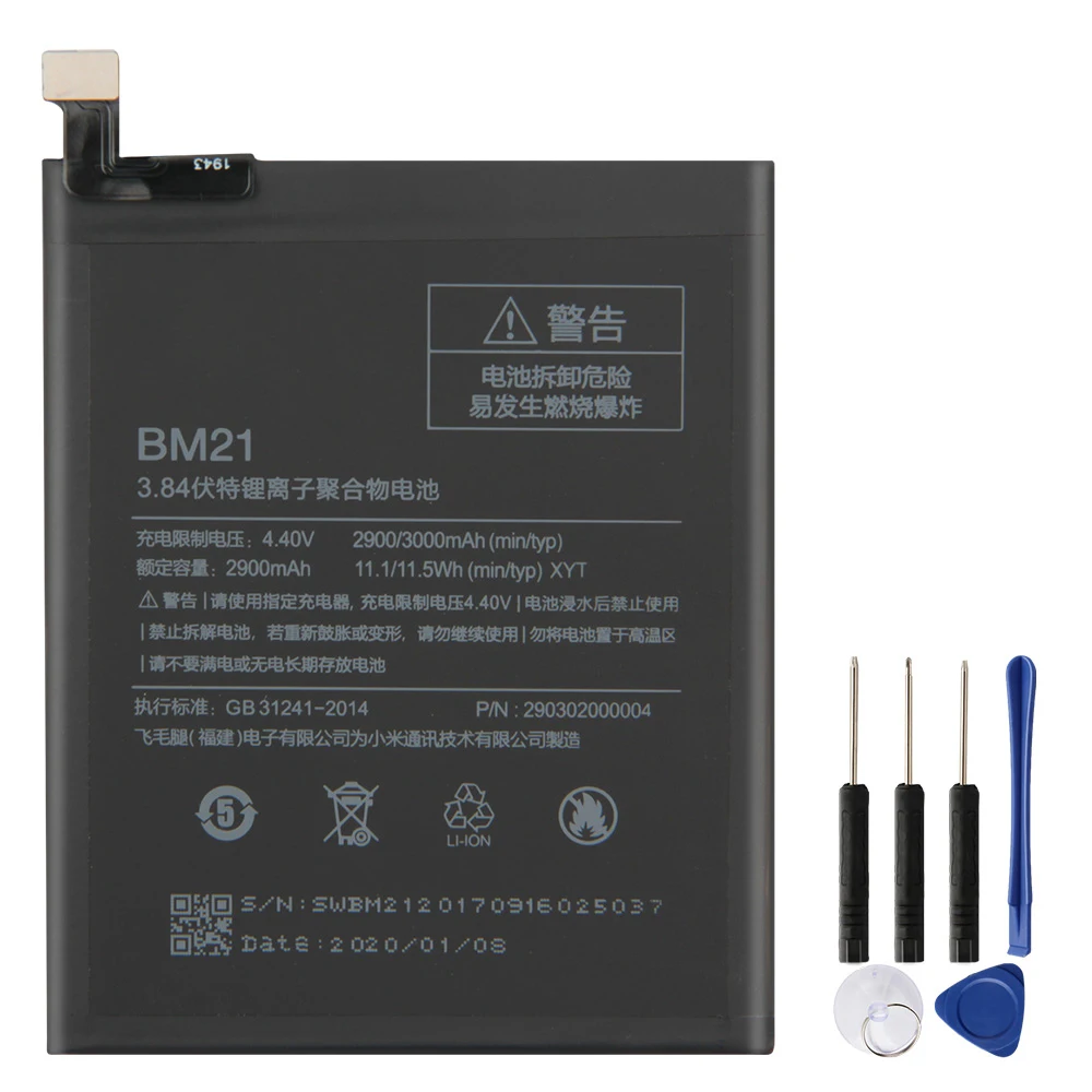 

Xiao Mi Original BM21 Battery For XiaoMi Redmi Note 5.7 Redrice Note BM21 Genuine Replacement Phone Battery 2900mAh + Free Tools