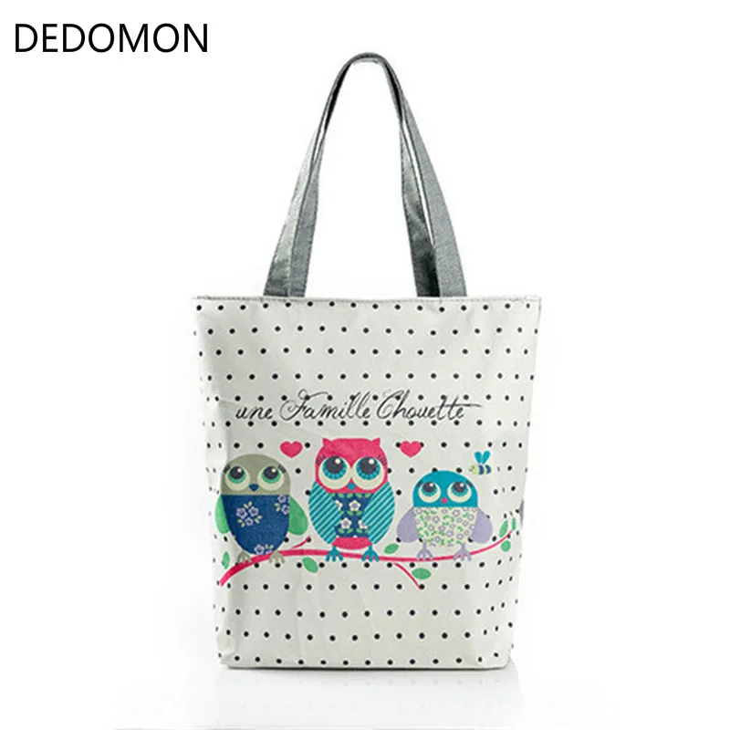 

Floral And Owl Printed Women's Casual Tote Female Daily Use Female Shopping Bag Ladies Single Shoulder Handbag Simple Beach Bag