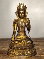 12 chinese folk collection old bronze gilt cinnabar tara bodhisattva tibetan buddha lotus platform ornament town house exorcism