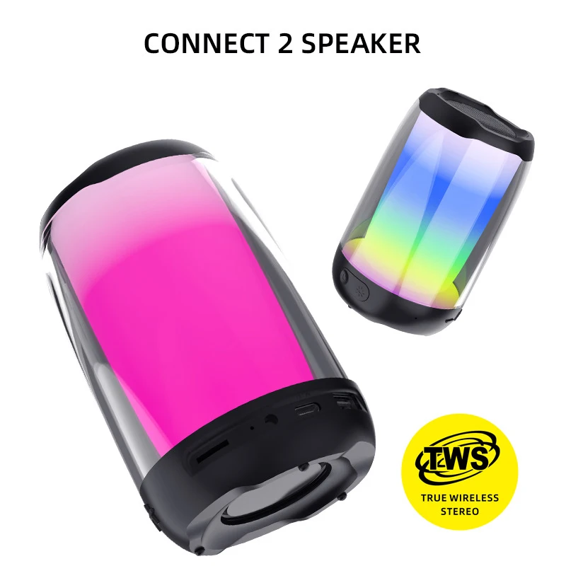 TWS Colorful Light Speaker Portable Bluetooth Outdoor Loundspeaker Subwoofer FM Radio Sound Dazzling LED Lights Desktop Card | Электроника