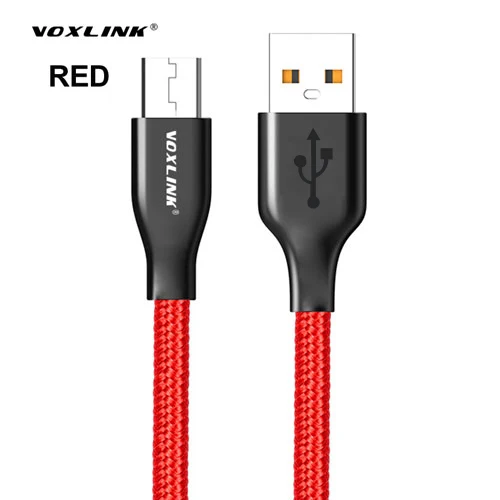 5V 2A Micro USB кабель VOXLINK USB Кабель зарядного устройства для samsung/xiaomi/lenovo/huawei/htc/Meizu Android кабели для мобильных телефонов - Цвет: Red
