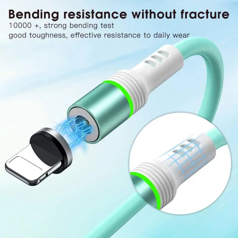 

1PC Magnetic Silicon USB Cable For iPhone Charger 360 Degree Rotate USB Type C Cable For Samsung Magnet Charge Cable Accessories