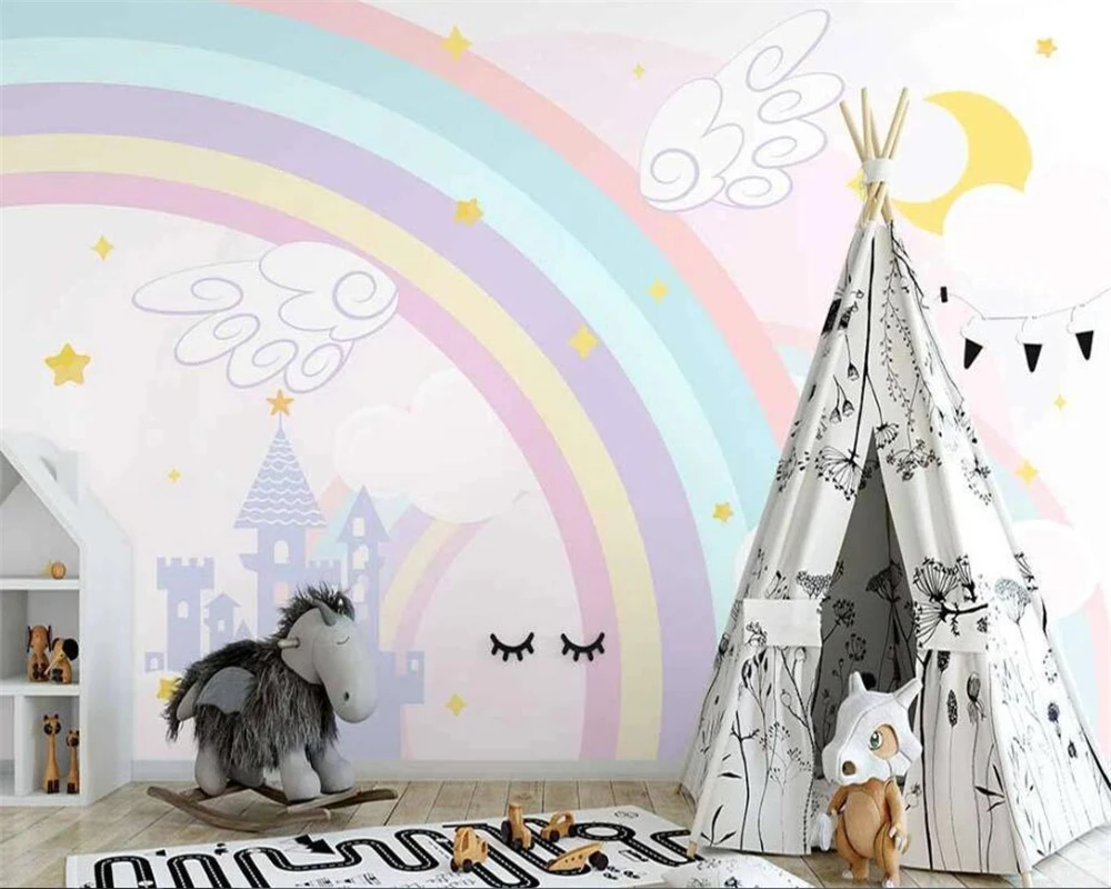 Beibehang Новый скандинавский ручная роспись мультяшный Радужный замок украшение