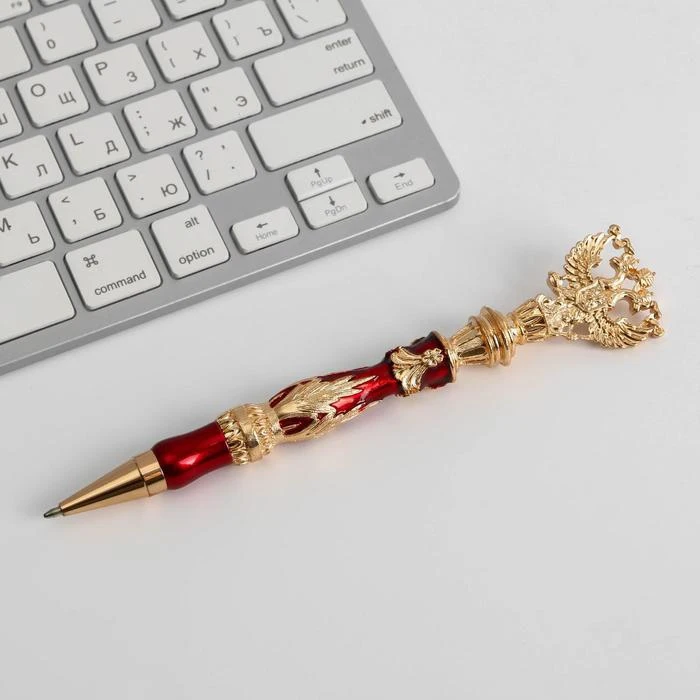 Ручка металл с гербом цвет красный 5396778