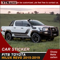 2 pieces side door lead foot appearance hockey stripe vinyl graphics car sticker fit for toyota hilux 2015 2016 2017 2018 2019