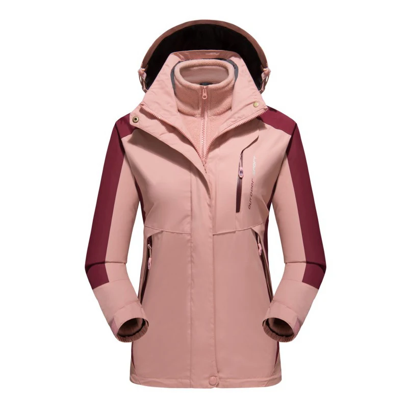 Women's 2 IN 1 Windbreaker Waterproof Windproof Winter Hiking Jackets Women Fleece Coat Ski Camping Trekking | Спорт и