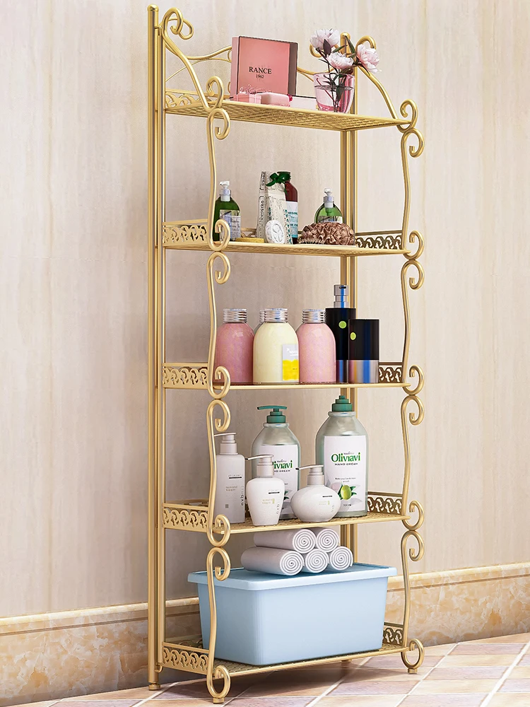 

Kitchen Shelves Floor-standing Bathroom Iron Art Multi-layer Shelves Bedroom Bathroom Balcony Storage Shelves