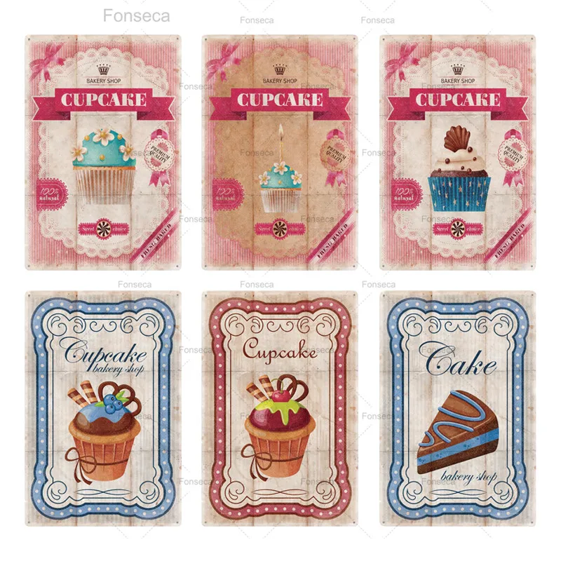 Жестяная вывеска для торта винтажный Металлический Настенный декор ретро-плакат