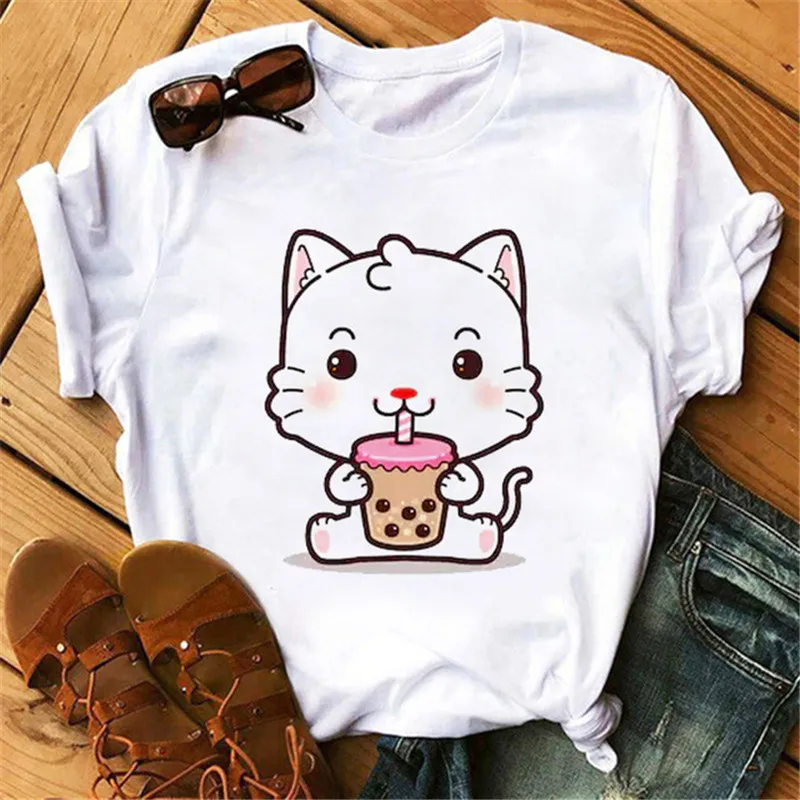 

Fashion Ullzang 90s Funny Women T Shirt Harajuku Female Tshirts Women Cute Panda Milk Tea Female T-shirt Kawaii Tees Tops