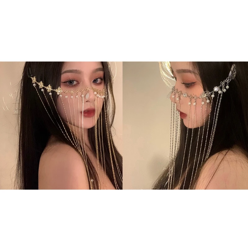 

Tassel Veil with Pearl Multi-Layers Tassel Cover Face Decoration Hair Accessory