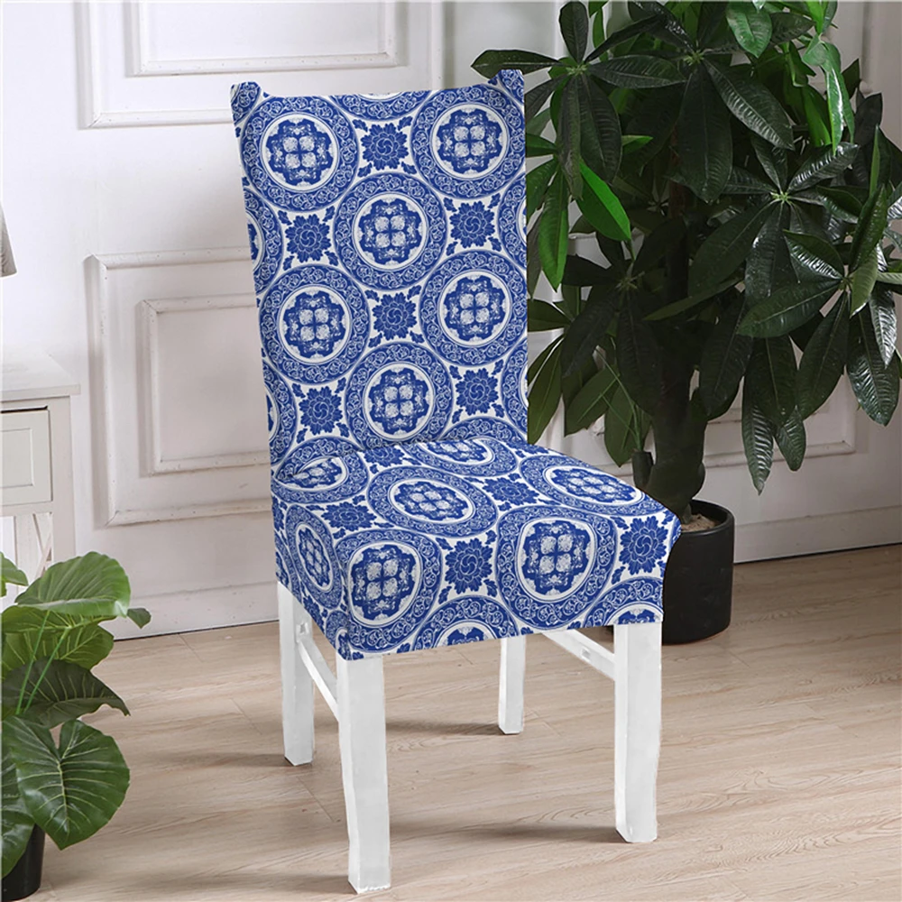 Чехлы для стульев из синего и белого фарфора | Дом сад