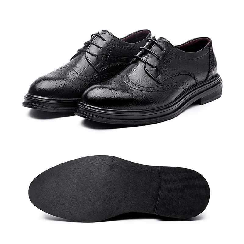 Misalwa Мужская обувь из коровьего спилка для шафера резные броги на платформе