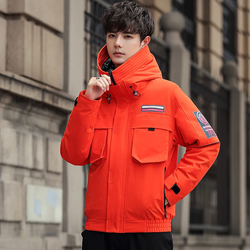 

2021 New Arrival Men's Winter Hooded Down Coats Casual Outerwear 90% White Duck Down Jackets Thick Warm Parkas Top Male Overcoat