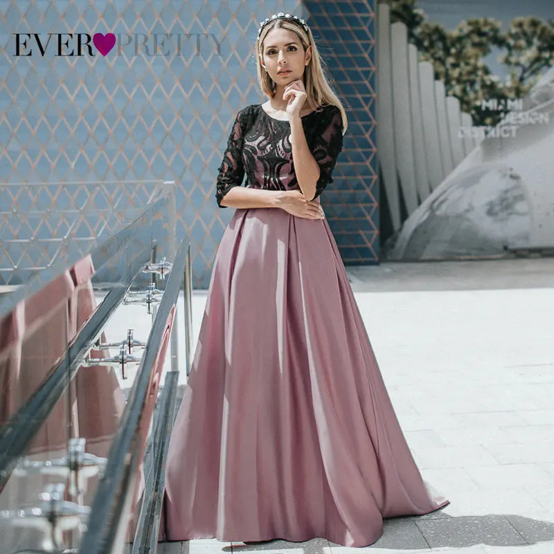 Вечерние платья контрастных цветов Ever Pretty EP07866 2020 A Line с круглым вырезом и