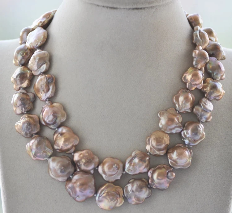 

Жемчужное ожерелье с коричневым цветком сливы, 32 дюйма, 15-16 мм