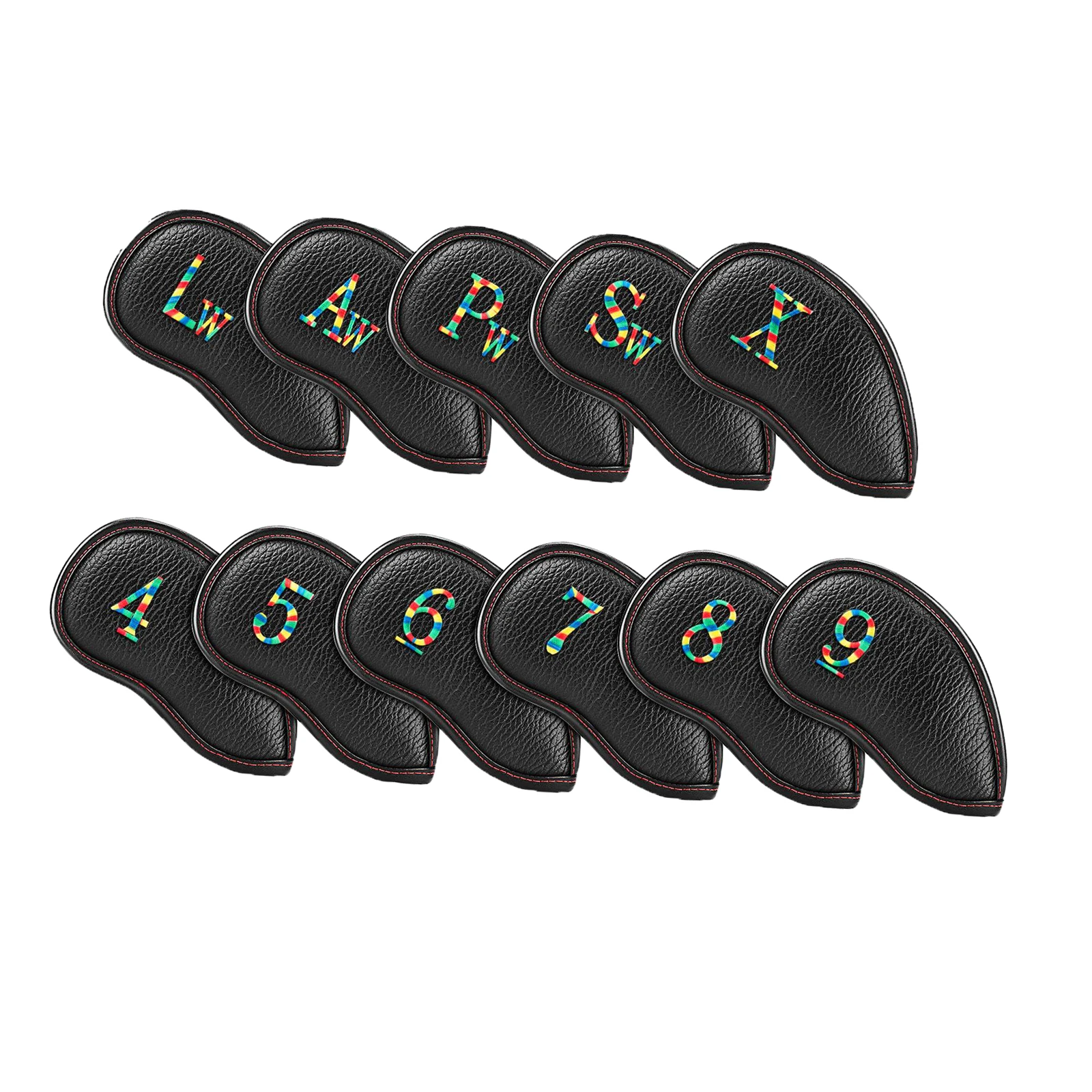 

Golf 11PCS Black Leather Golf Iron Head Covers Set Headcover Fit All Iron with