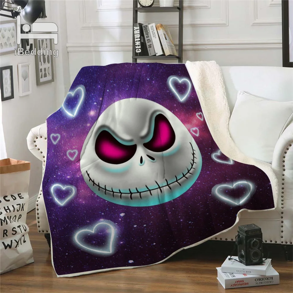 Одеяло с принтом Кошмар перед Рождеством Премиум качество шерпа одеяла для