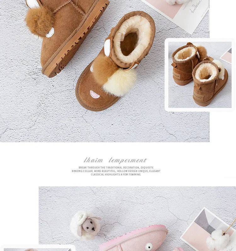 Dolakids/зимние детские сапоги с рисунками животных; кожаные сапоги для мальчиков и девочек; утолщенная теплая детская обувь с хлопковой подкладкой