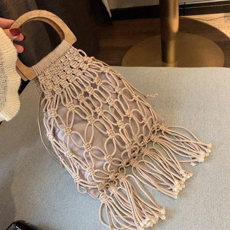 Женские сумки и кошельки ручной работы из хлопчатобумажной ткани с деревянной