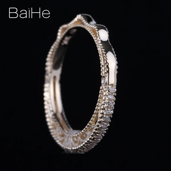 BAIHE Твердое 14 к Желтое золото(AU585) 0.2CT сертифицировано H/SI круглой огранки из натурального бриллианта свадебные женские модные ювелирные изделия кольцо