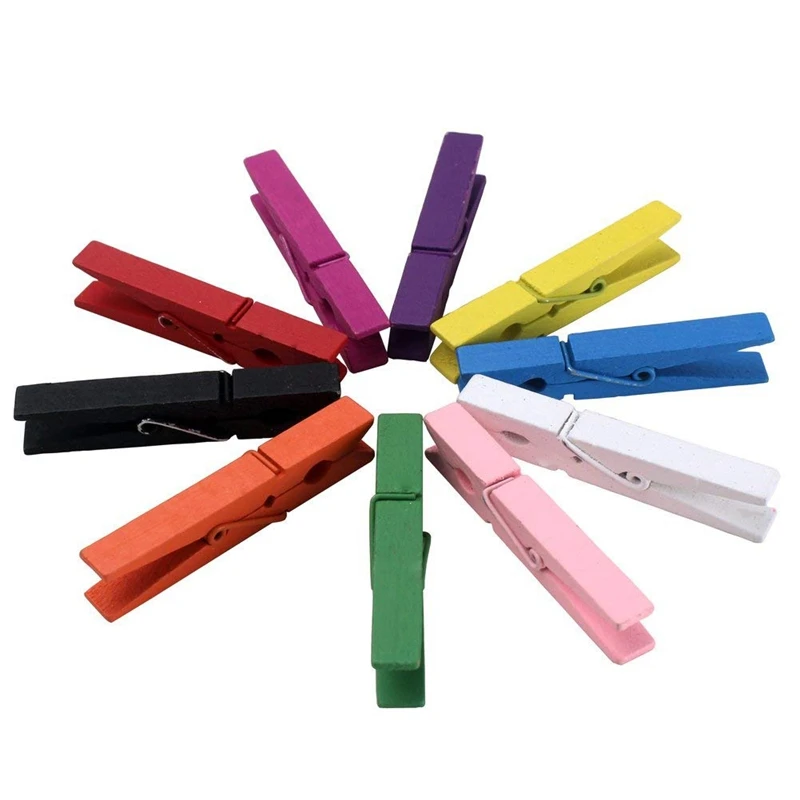 3-дюймовый большой натуральный красочные деревянные прищепки для белья печать