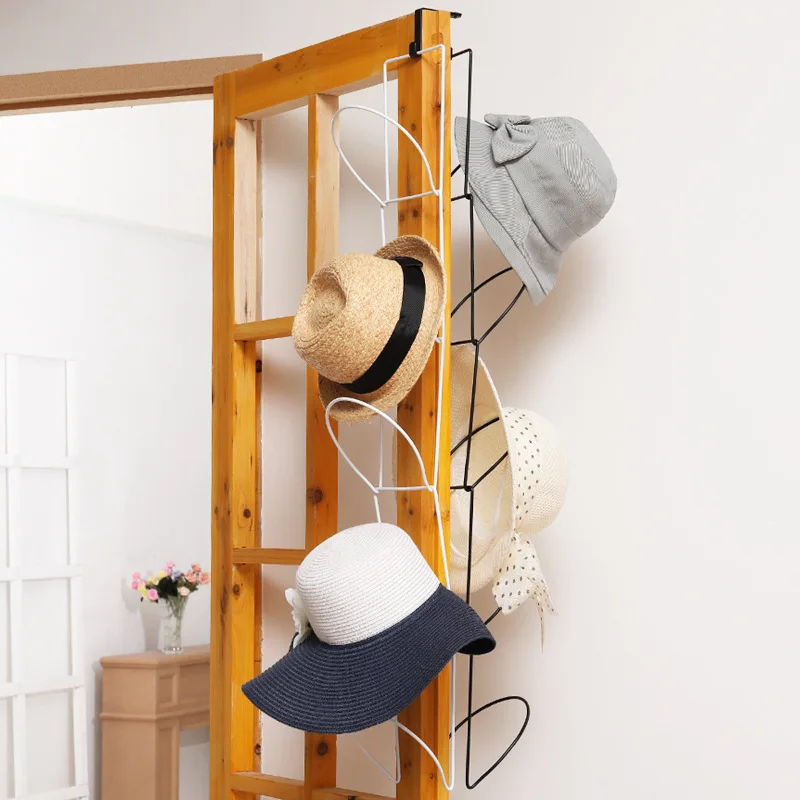 

Coat Racks Wrought Iron Door Hook Free Perforated Coat Rack Wall Mount Stand Scarf Seamless Hat Storage Chain Hook