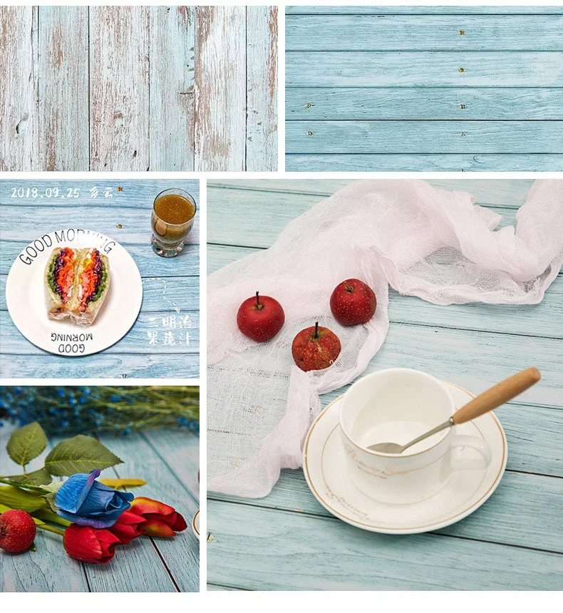 

Photo Studio 58X86cm PVC Photography Green Blue Wood Printing Background Waterproof Marble Backdrops for Food Furit Flower