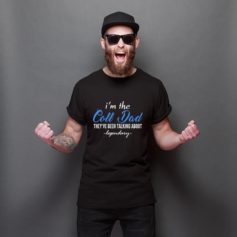 

Lovers Day Im The Cool Dad Casual Plain T-Shirts Pure Cotton Retro T-Shirt Street O Neck Tops Shirt For Adult