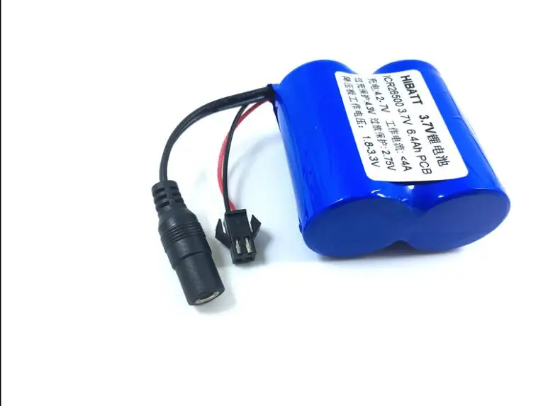 Литий-ионный аккумулятор с возможностью зарядки ICR 26500 2 и 3,7 В 6400MAH плюс защитная плата с разъемом.