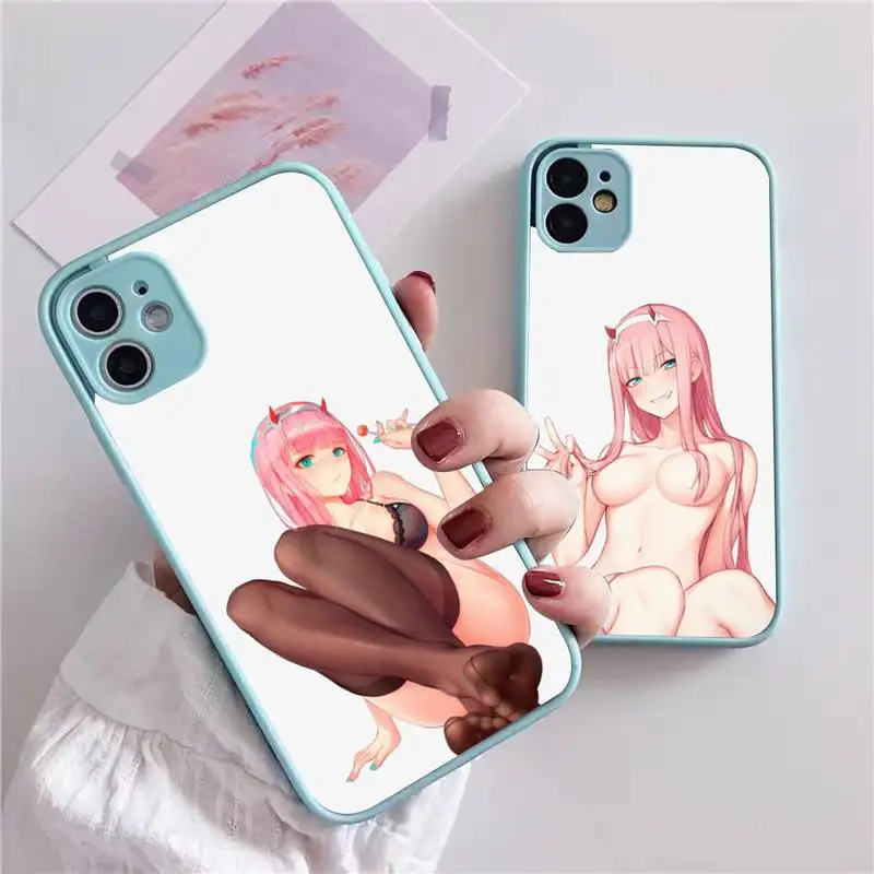 

Darling in the FranXX Zero Two Waifu Phone Case For iphone 13 12 11 xr xs x 7 8 pro max Plain Soft TPU Silicone Clear Case Cover