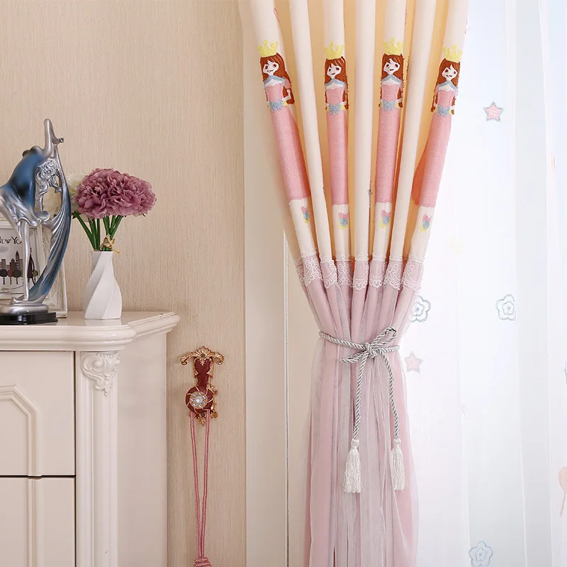 Новая популярная европейская мультяшная занавеска для детской спальни розового