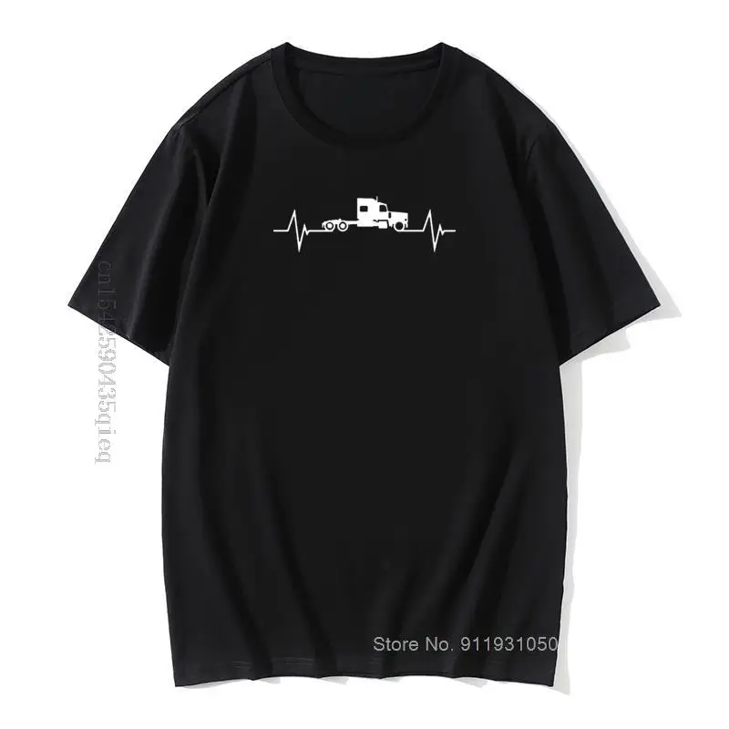 

Heartbeat Of Truck T-Shirt Funny Birthday Cute Father's Day Present For Men Dad Husband Trucker Truck Driver Cotton T Shirts Top