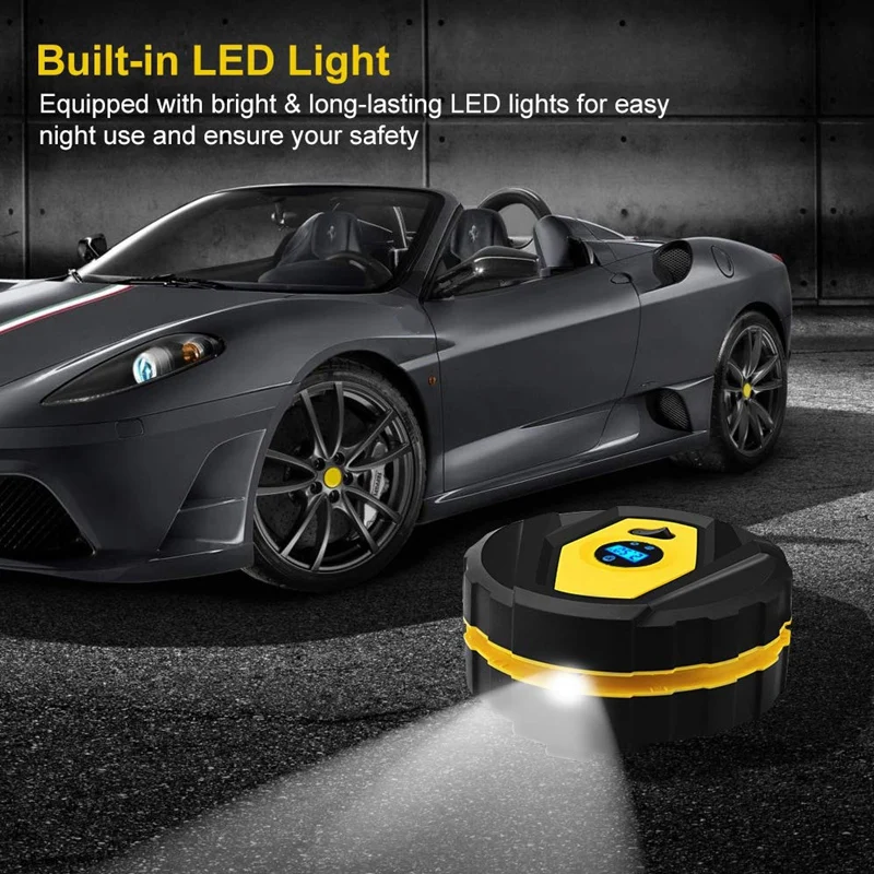 

LED Light Automatic Timing Digital Pressure Gauge,3 High-Air Flow Nozzles & Adaptors,for Cars/Motorcycle/Bicycle Tires