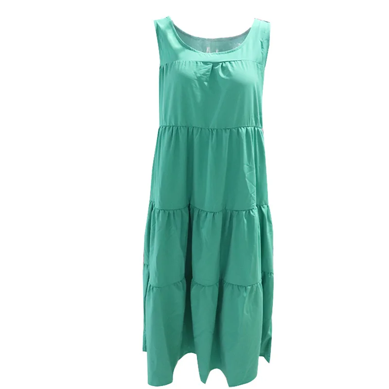 

Women Summer Spring Dresses Street Sexy Sleeveless Casual Boho Loose Beach Party O Neck Mini Solid Long Dress Vestidos