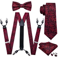 fashion pre bow tie red paisley silk ties for men suspenders handkerchief cufflink set barry wang designer wedding gift s 2001