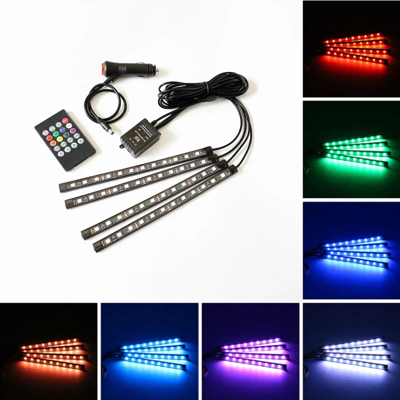 

LED Car Light Ambient Lamp With USB Wireless Remote Music Control Multiple Modes APP Auto Interior Decorative Lights