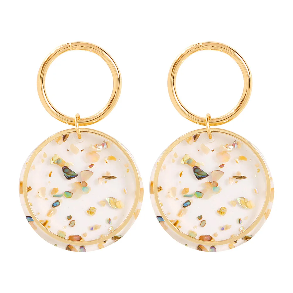 Женские асимметричные серьги с ракушками прозрачные акриловые золотого и