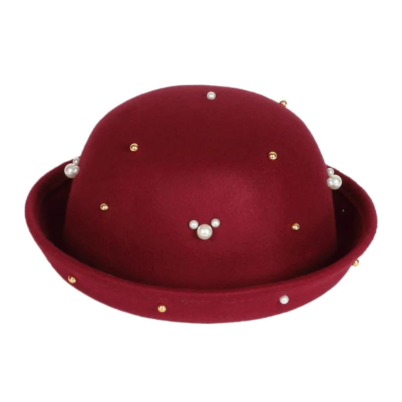 

wholesale cute funny simple vintage Short Brim felt hat fedora bucket hat For Ladies and Women