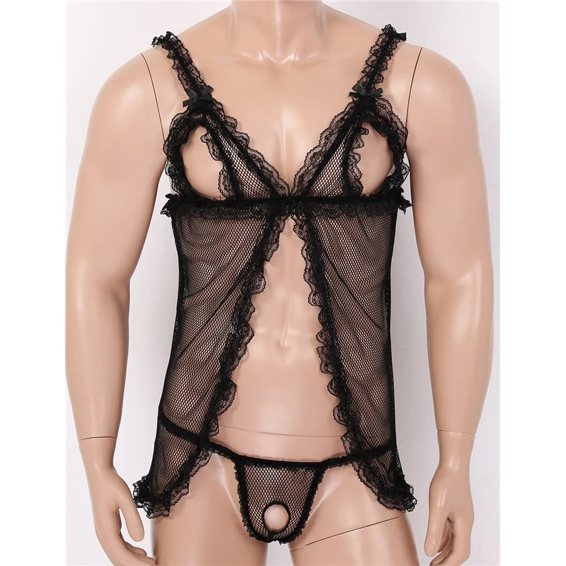 Мужские прозрачные кружевные стринги с низкой посадкой 2 шт.|Комбинезоны| |